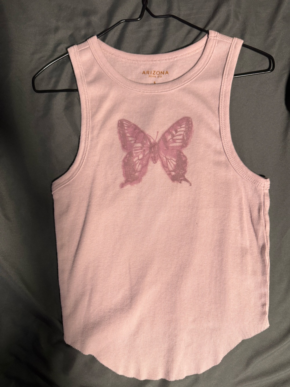 Arizona Jean Company Light Pink Butterfly Ribbed Tank